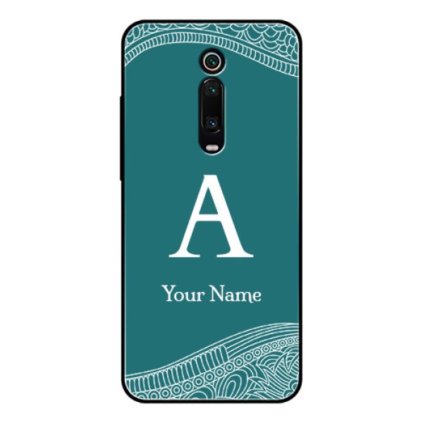 Xiaomi Redmi K20 Pro Personalized Glass Phone Case - line art pattern with custom name Design Xiaomi Redmi K20 Pro Personalized Glass Phone Case - line art pattern with custom name Design