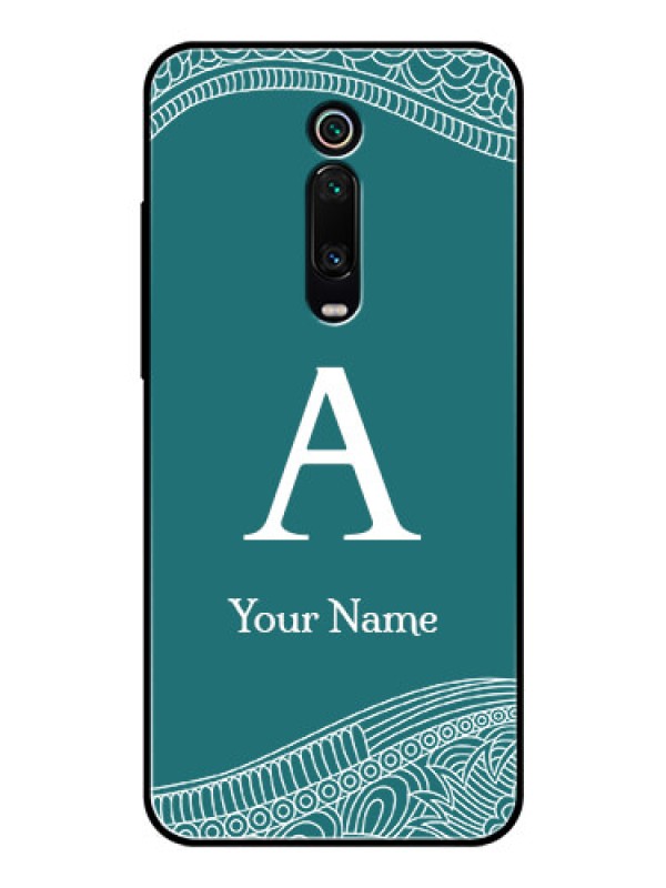 Custom Xiaomi Redmi K20 Pro Personalized Glass Phone Case - line art pattern with custom name Design