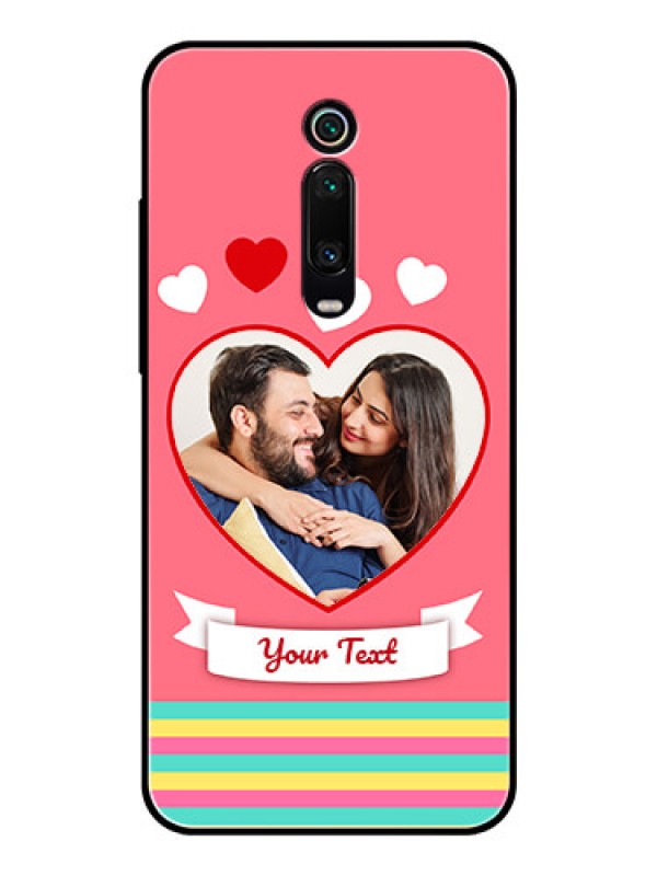 Custom Redmi K20 Photo Printing on Glass Case  - Love Doodle Design