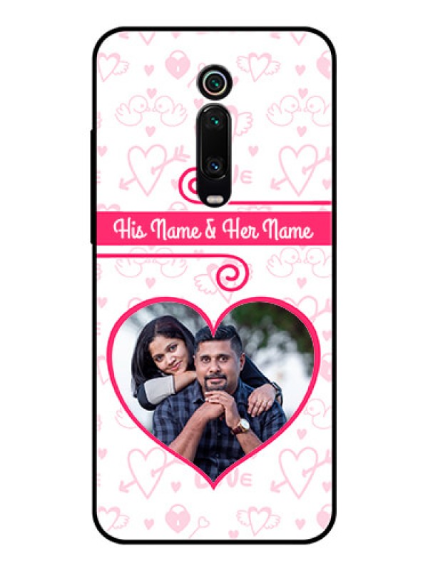 Custom Redmi K20 Personalized Glass Phone Case  - Heart Shape Love Design