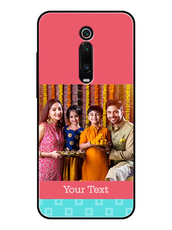 Custom Redmi K20 Personalized Glass Phone Case  - Peach & Blue Color Design