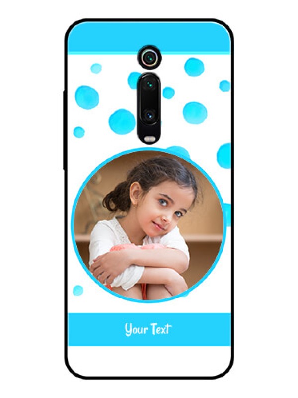 Custom Redmi K20 Photo Printing on Glass Case  - Blue Bubbles Pattern Design