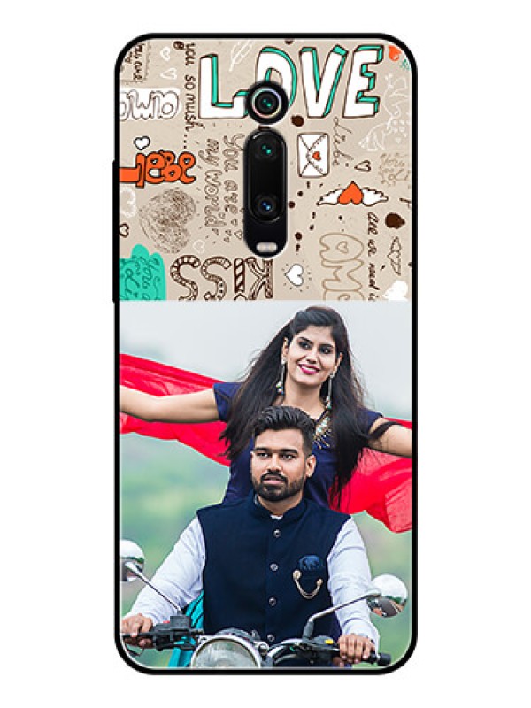 Custom Redmi K20 Custom Glass Phone Case  - Love Doodle Pattern 