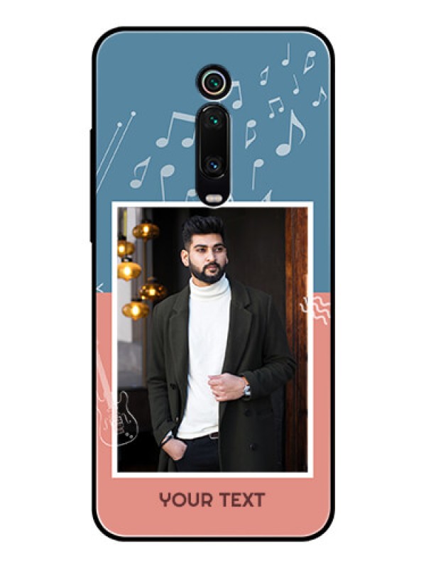 Custom Redmi K20 Photo Printing on Glass Case  - with Color Musical Note Design