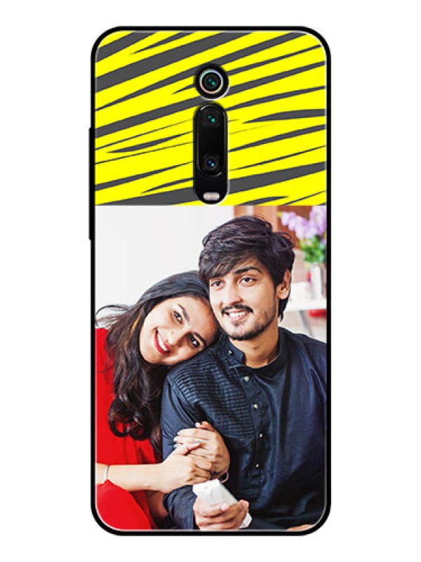 Custom Redmi K20 Photo Printing on Glass Case  - Yellow Abstract Design