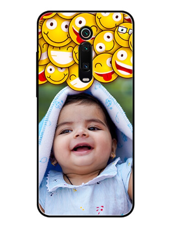 Custom Redmi K20 Custom Glass Mobile Case  - with Smiley Emoji Design