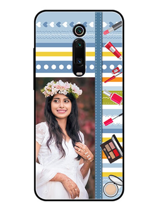 Custom Redmi K20 Personalized Glass Phone Case  - Makeup Icons Design