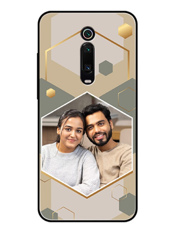 Custom Xiaomi Redmi K20 Photo Printing on Glass Case - Stylish Hexagon Pattern Design