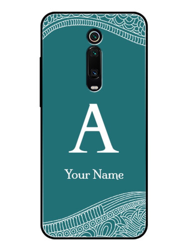 Custom Xiaomi Redmi K20 Personalized Glass Phone Case - line art pattern with custom name Design