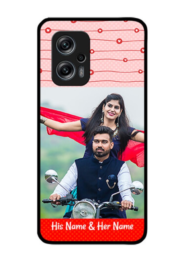 Redmi K50i 5G Personalized Glass Phone Case - Red Pattern Case Design