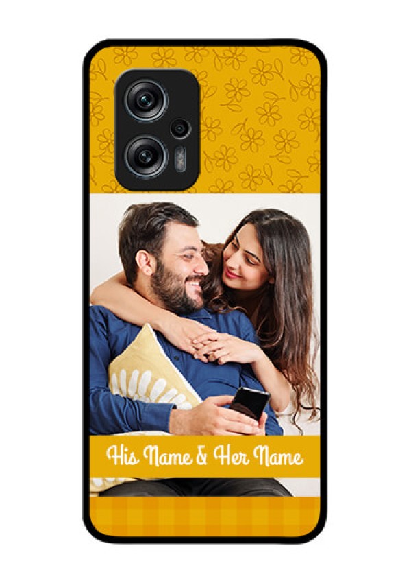 Redmi K50i 5G Custom Glass Mobile Case - Yellow Floral Design