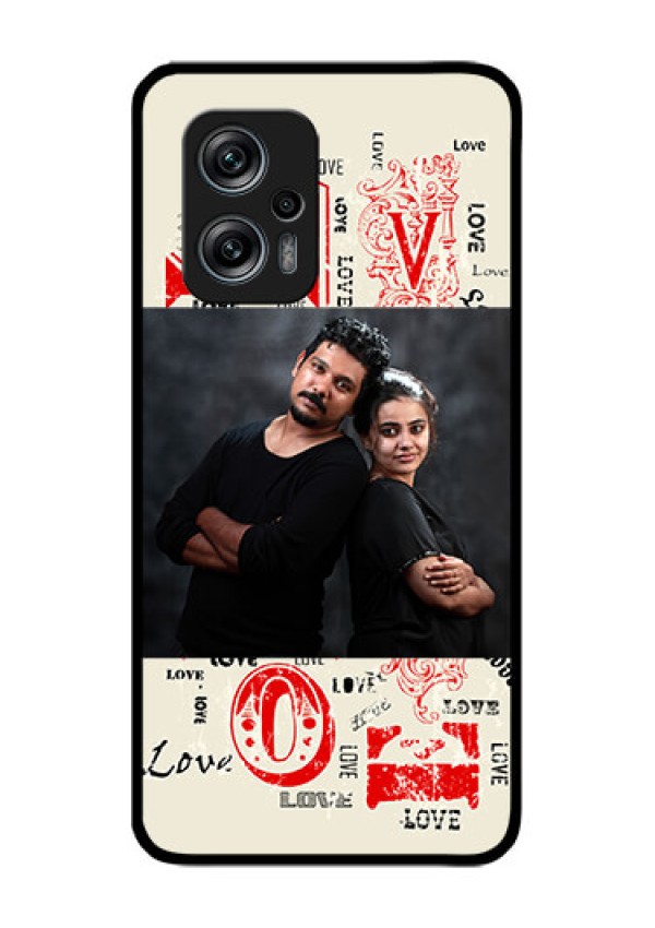 Redmi K50i 5G Photo Printing on Glass Case - Trendy Love Design Case