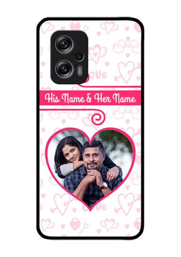Redmi K50i 5G Personalized Glass Phone Case - Heart Shape Love Design