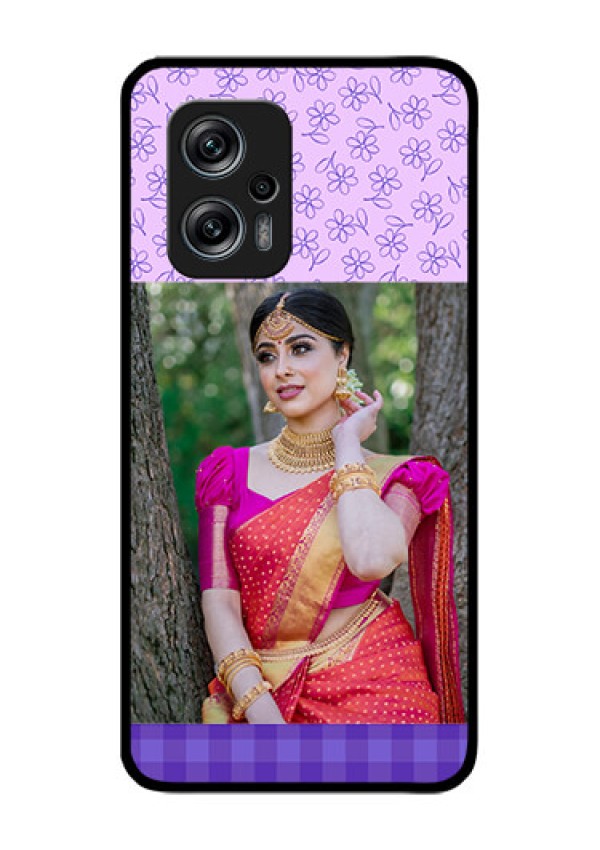 Redmi K50i 5G Custom Glass Phone Case - Purple Floral Design