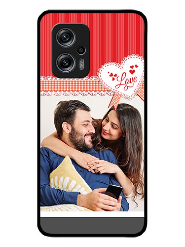 Custom Redmi K50i 5G Custom Glass Mobile Case - Red Love Pattern Design