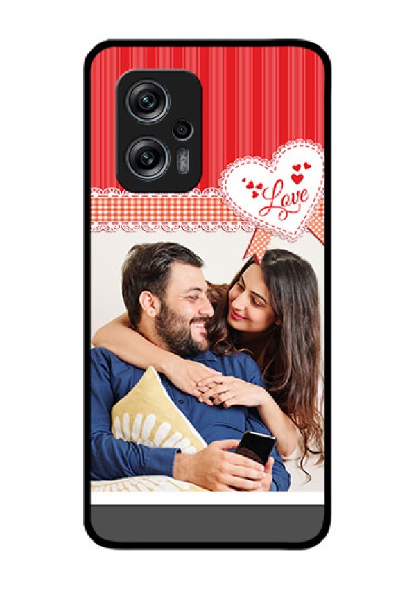 Redmi K50i 5G Custom Glass Mobile Case - Red Love Pattern Design