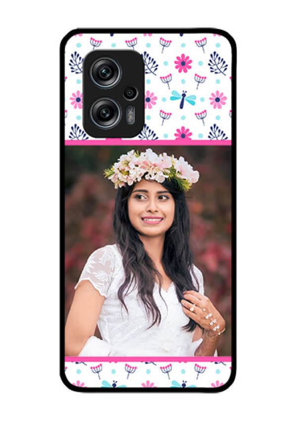Redmi K50i 5G Photo Printing on Glass Case - Colorful Flower Design