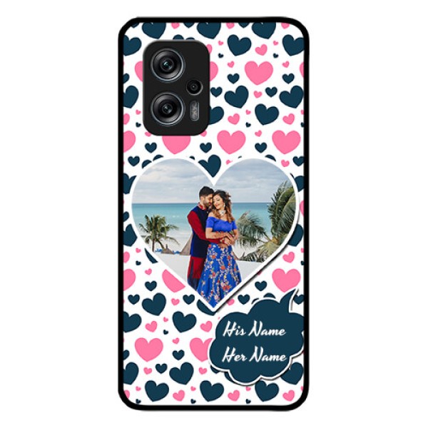 Redmi K50i 5G Custom Glass Phone Case - Pink & Blue Heart Design