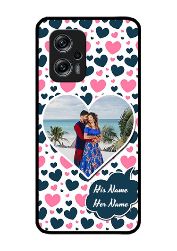 Redmi K50i 5G Custom Glass Phone Case - Pink & Blue Heart Design