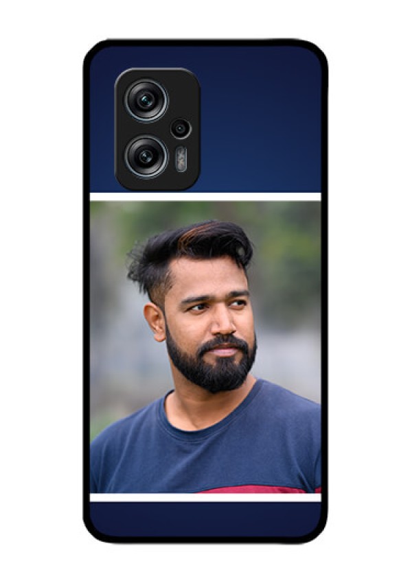 Redmi K50i 5G Personalized Glass Phone Case - Simple Royal Blue Design