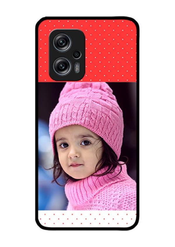 Redmi K50i 5G Photo Printing on Glass Case - Red Pattern Design