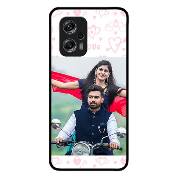 Redmi K50i 5G Custom Glass Mobile Case - Pink Flying Heart Design Redmi K50i 5G Custom Glass Mobile Case - Pink Flying Heart Design