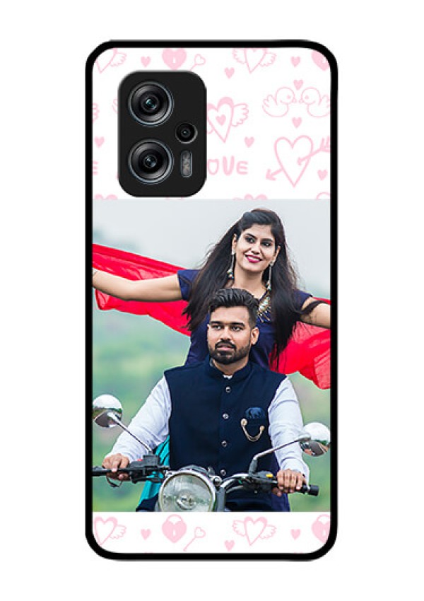 Redmi K50i 5G Custom Glass Mobile Case - Pink Flying Heart Design
