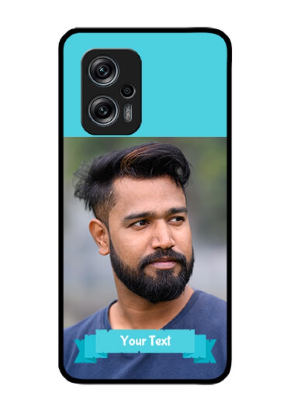 Redmi K50i 5G Personalized Glass Phone Case - Simple Blue Color Design