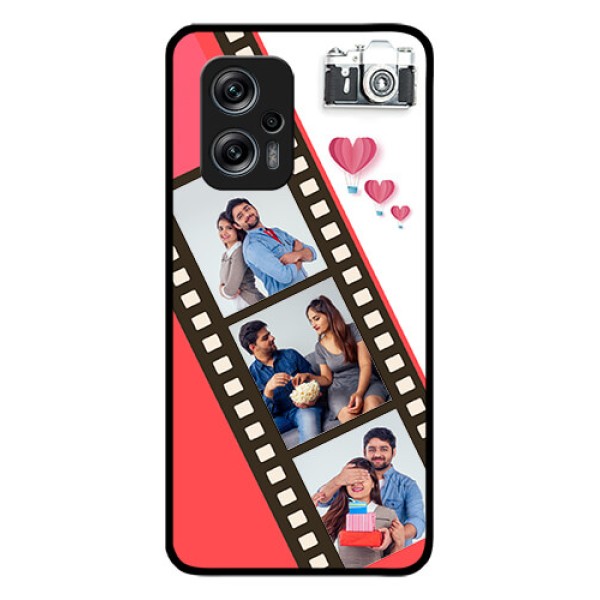 Redmi K50i 5G Personalized Glass Phone Case - 3 Image Holder with Film Reel Redmi K50i 5G Personalized Glass Phone Case - 3 Image Holder with Film Reel