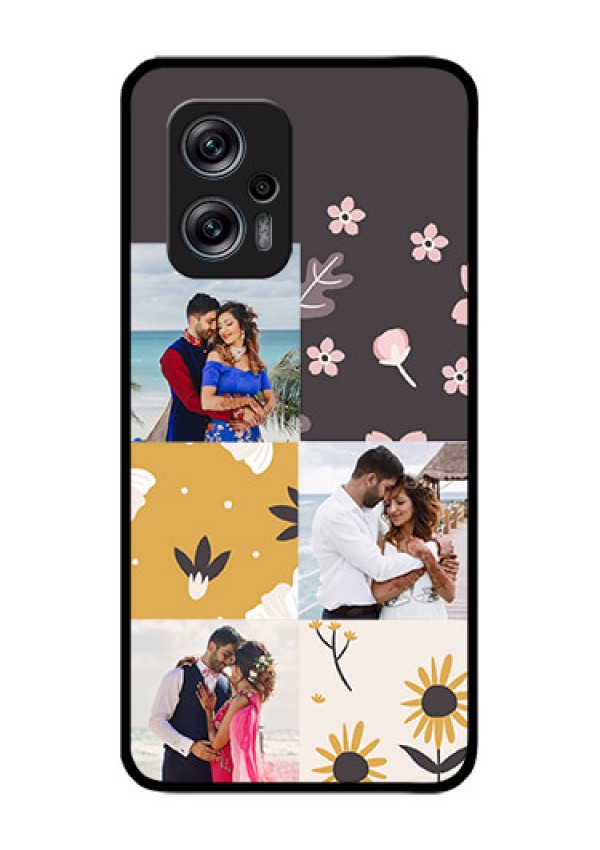 Redmi K50i 5G Photo Printing on Glass Case - 3 Images with Floral Design