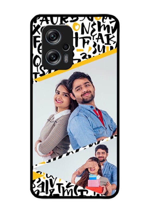 Redmi K50i 5G Custom Glass Mobile Case - Letters Pattern Design