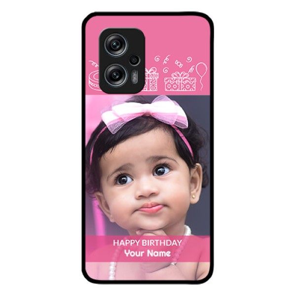 Redmi K50i 5G Photo Printing on Glass Case - with Birthday Line Art Design Redmi K50i 5G Photo Printing on Glass Case - with Birthday Line Art Design