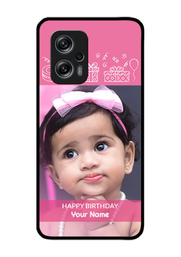 Redmi K50i 5G Photo Printing on Glass Case - with Birthday Line Art Design