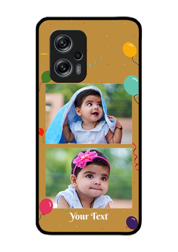 Redmi K50i 5G Personalized Glass Phone Case - Image Holder with Birthday Celebrations Design