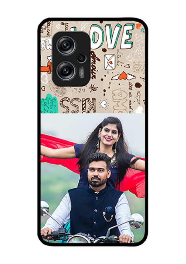 Redmi K50i 5G Custom Glass Phone Case - Love Doodle Pattern