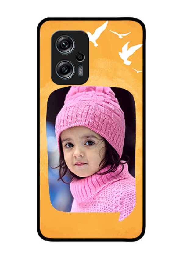 Redmi K50i 5G Personalized Glass Phone Case - Water Color Design with Bird Icons