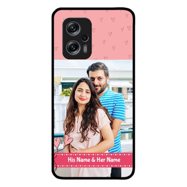 Redmi K50i 5G Personalized Glass Phone Case - Love Design Peach Color Redmi K50i 5G Personalized Glass Phone Case - Love Design Peach Color