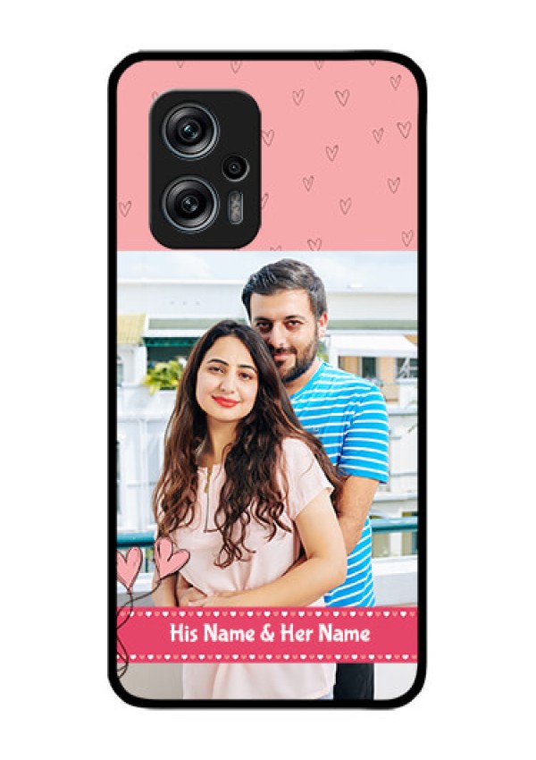 Redmi K50i 5G Personalized Glass Phone Case - Love Design Peach Color