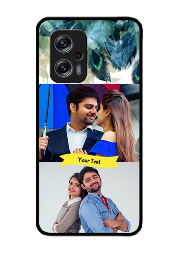 Redmi K50i 5G Personalized Glass Phone Case - Image with Boho Peacock Feather Design