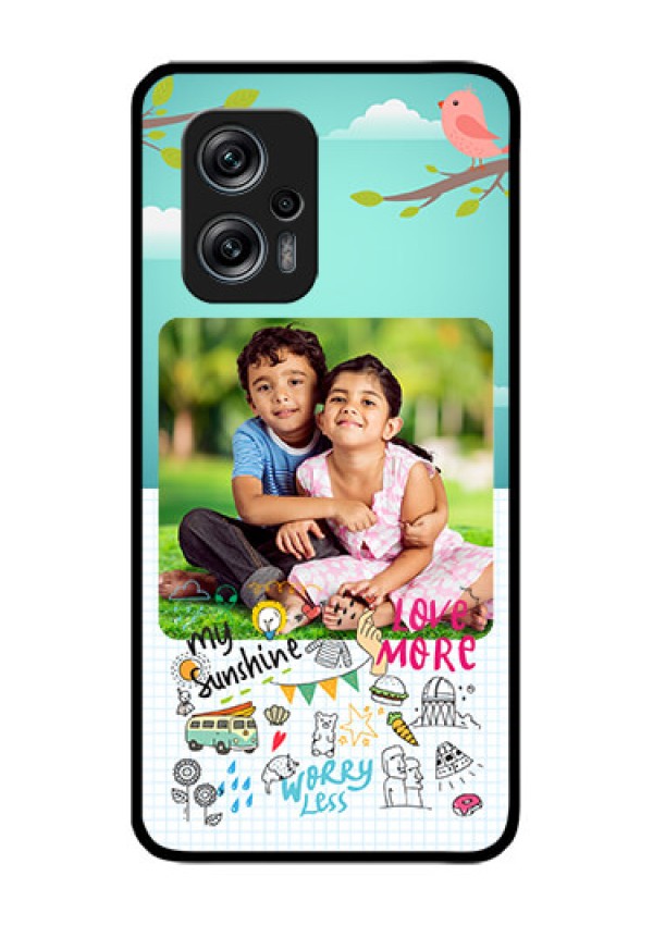 Redmi K50i 5G Photo Printing on Glass Case - Doodle love Design