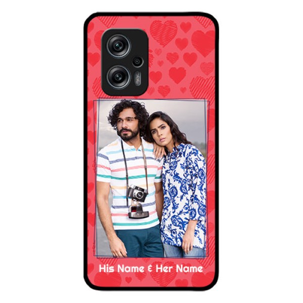 Redmi K50i 5G Photo Printing on Glass Case - with Red Heart Symbols Design Redmi K50i 5G Photo Printing on Glass Case - with Red Heart Symbols Design