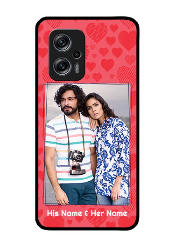 Redmi K50i 5G Photo Printing on Glass Case - with Red Heart Symbols Design