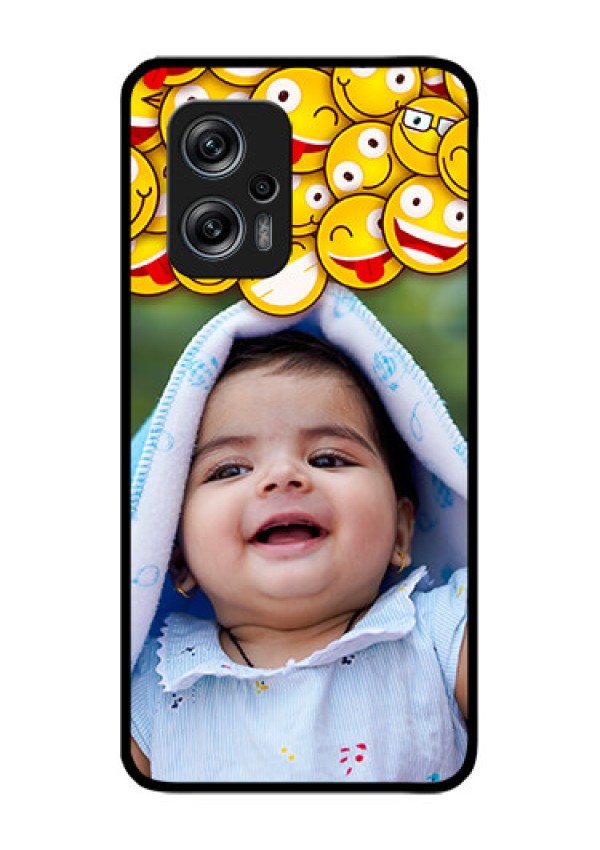 Redmi K50i 5G Custom Glass Mobile Case - with Smiley Emoji Design