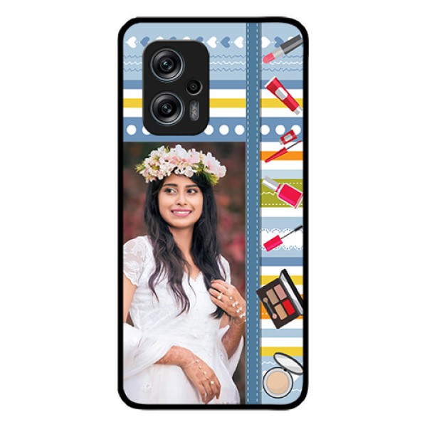 Redmi K50i 5G Personalized Glass Phone Case - Makeup Icons Design
