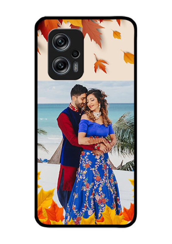 Redmi K50i 5G Photo Printing on Glass Case - Autumn Maple Leaves Design