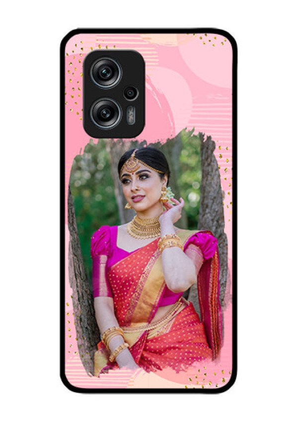 Redmi K50i 5G Personalized Glass Phone Case - Gold Glitter Splash Design