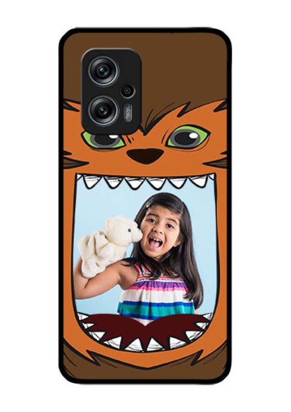 Redmi K50i 5G Photo Printing on Glass Case - Owl Monster Back Case Design