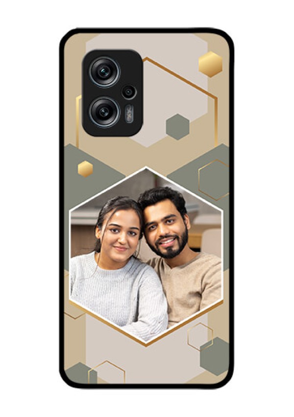 Xiaomi Redmi K50I 5G Photo Printing on Glass Case - Stylish Hexagon Pattern Design