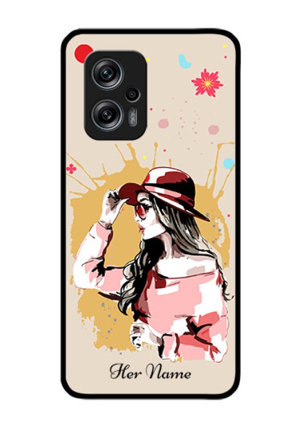 Xiaomi Redmi K50I 5G Photo Printing on Glass Case - Women with pink hat Design