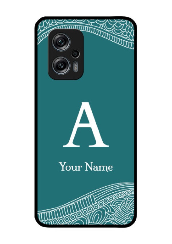 Xiaomi Redmi K50I 5G Personalized Glass Phone Case - line art pattern with custom name Design